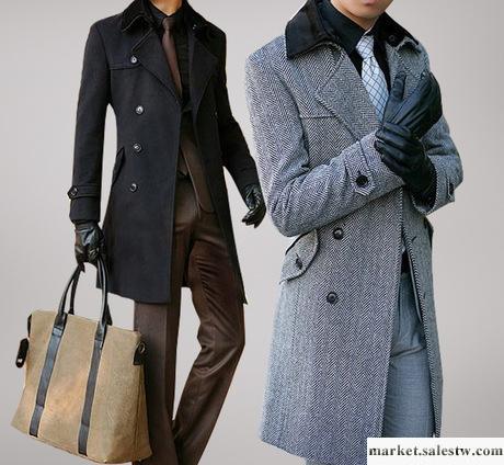 2012冬季新款男士加絨加厚呢料大衣 男式保暖連帽風衣外套冬裝男工廠,批發,進口,代購