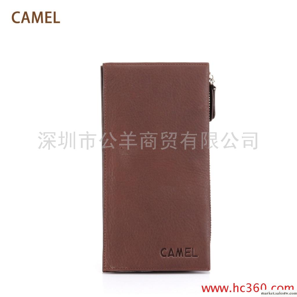 【天貓新風尚】CAMEL駱駝 新款 正品 牛皮 軟皮長款拉鏈 豎款錢包批發・進口・工廠・代買・代購