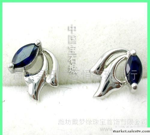 日韓范 現貨飾品 天然藍寶石耳釘 925銀飾品珠寶首飾批發 水晶工廠,批發,進口,代購