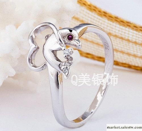 供應RV046純銀海豚指環愛心海豚純925銀戒指工廠,批發,進口,代購