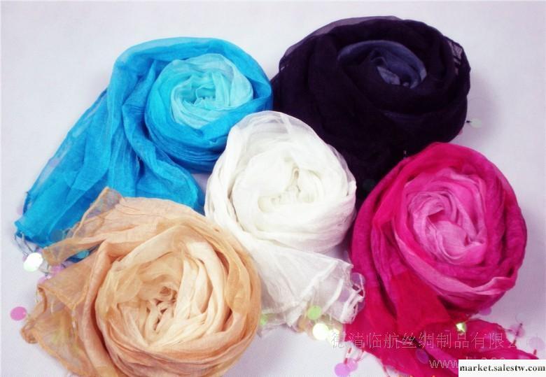 環保手繪韓國 漸變色 時尚搭配絲巾 手工掛珠片外貿圍巾批發DH020工廠,批發,進口,代購