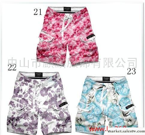 熱銷碎花男士沙灘褲，時尚黑白格子工廠,批發,進口,代購