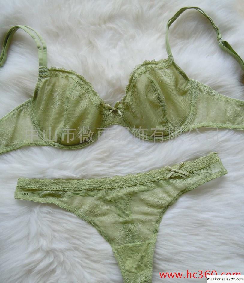 歐美尾單 綠色蕾絲性感超薄 薄款文胸套裝 外貿文胸套裝工廠,批發,進口,代購