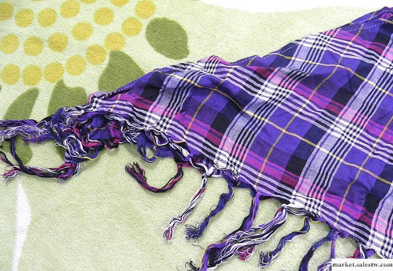 XH153外貿圍巾紫色方格三角巾百搭圍巾現貨低價批發外貿尾單工廠,批發,進口,代購