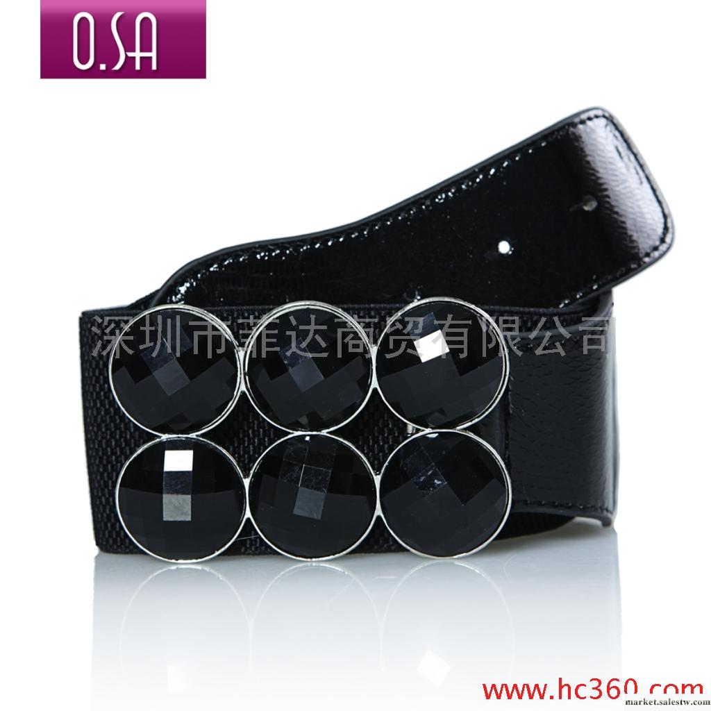 O.SA 專柜正品 高貴華麗 黑色六粒鉆 女 皮帶 SP90905工廠,批發,進口,代購