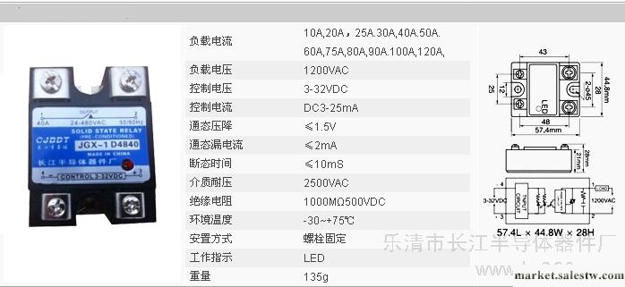 供應長江半導體JGX-1  D4810單相固態繼電器工廠,批發,進口,代購