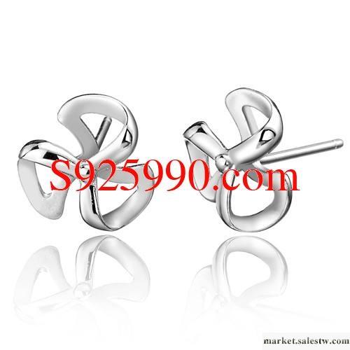 供應www.s925990.com 925純銀鍍白金耳釘 三葉草純銀耳釘/耳針工廠,批發,進口,代購