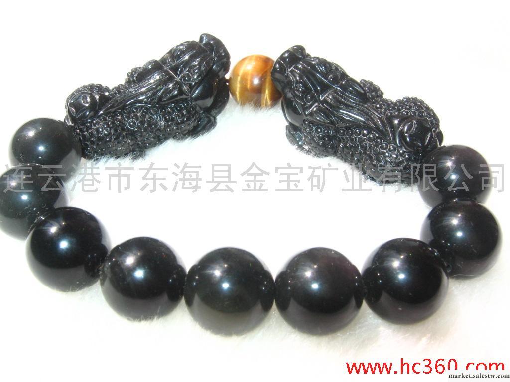 供應黑曜石雙貔貅手鏈： 黑郁金香8工廠,批發,進口,代購