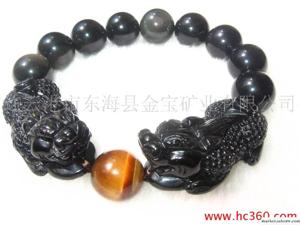 供應黑曜石雙貔貅手鏈： 黑郁金香LL工廠,批發,進口,代購