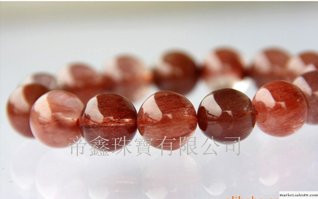 供應巴西純天然紅發晶圓珠手鏈6~16mm生產加工工廠,批發,進口,代購