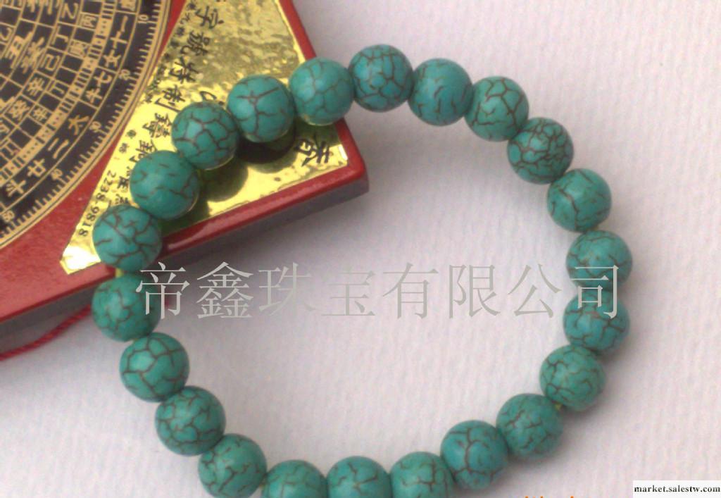 供應綠松石圓珠手鏈幸運石6~12MM寶石加工工廠,批發,進口,代購