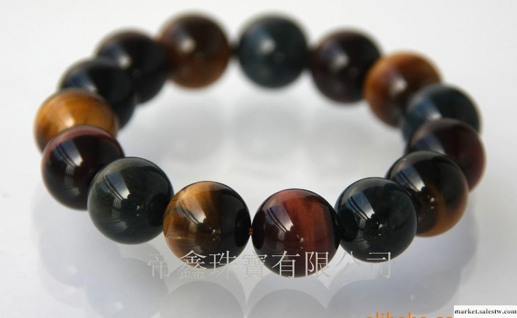 供應巴西進口三色虎眼石圓珠手鏈14mm生產加工工廠,批發,進口,代購