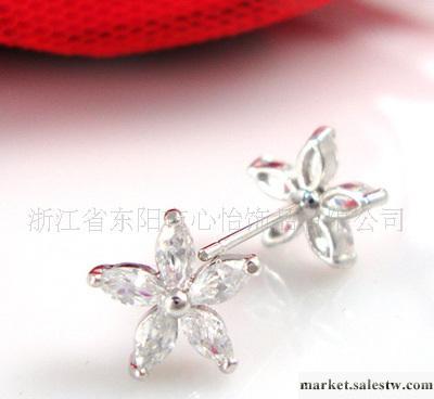 淘寶貨源 韓國熱銷花朵鋯石耳環 三悅飾品出品代理加盟工廠,批發,進口,代購