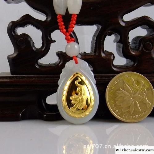 供應霖天黃金  A貨金鑲玉吊墜虎工廠,批發,進口,代購