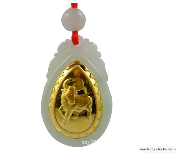 供應霖天黃金金鑲玉吊墜牛工廠,批發,進口,代購
