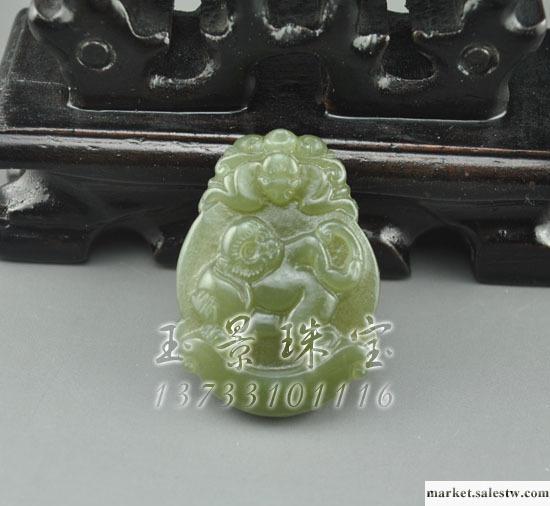 和田玉吊墜 生肖猴玉掛件 雕工精湛 質地細膩  來樣定做工廠,批發,進口,代購