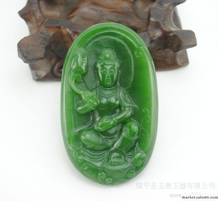 和田玉碧玉觀音把件 菠菜綠 雕工精湛 生動逼真工廠,批發,進口,代購