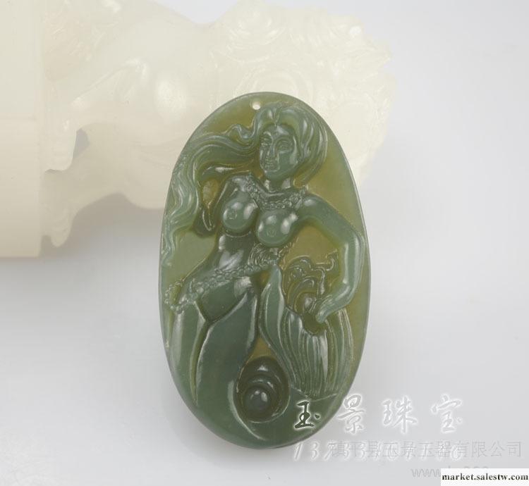玉景珠寶 和田玉吊墜 美女如玉 雕工精湛 生動逼真工廠,批發,進口,代購
