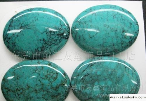 天然綠松石，旦形戒面40×30mm，綠松石鑲嵌飾品工廠,批發,進口,代購