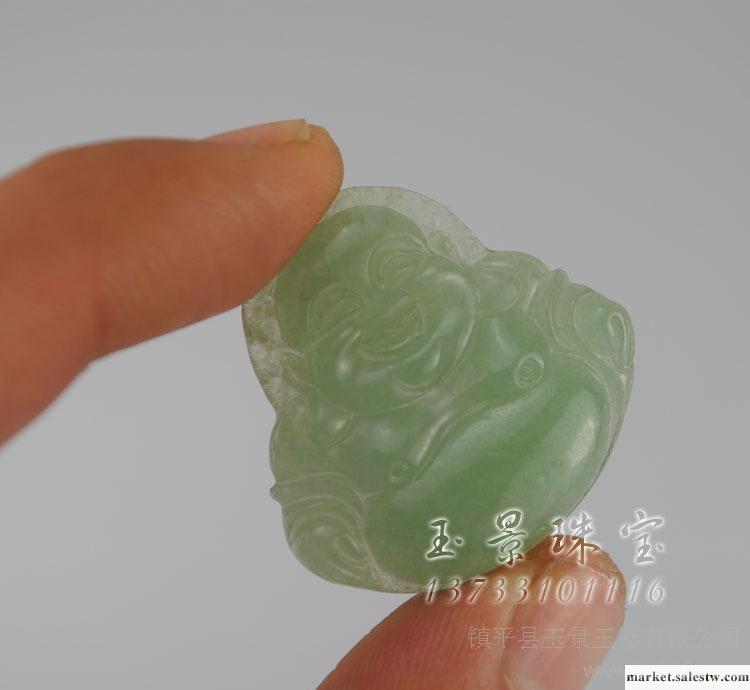 玉景珠寶 翡翠A貨佛吊墜 冰種質地 豆種油青色 笑口常開工廠,批發,進口,代購