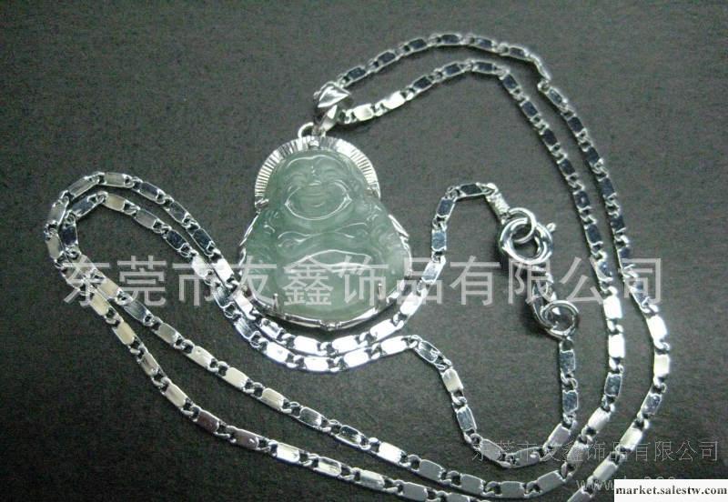 天然翡翠玉佛像鑲銀項鏈，翡翠玉項鏈，玉吊墜，項鏈飾品工廠,批發,進口,代購