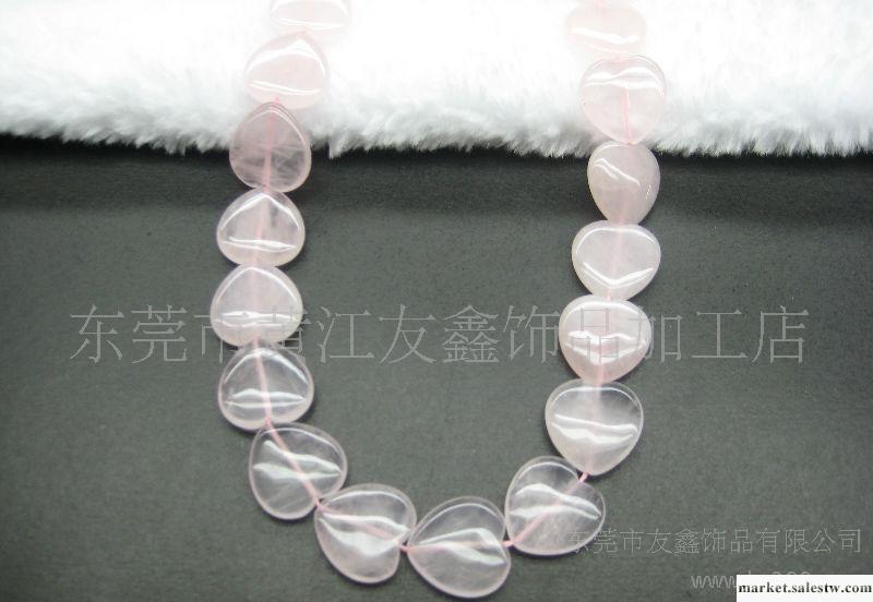 半寶石天然粉晶心形串珠，粉晶飾品工廠,批發,進口,代購