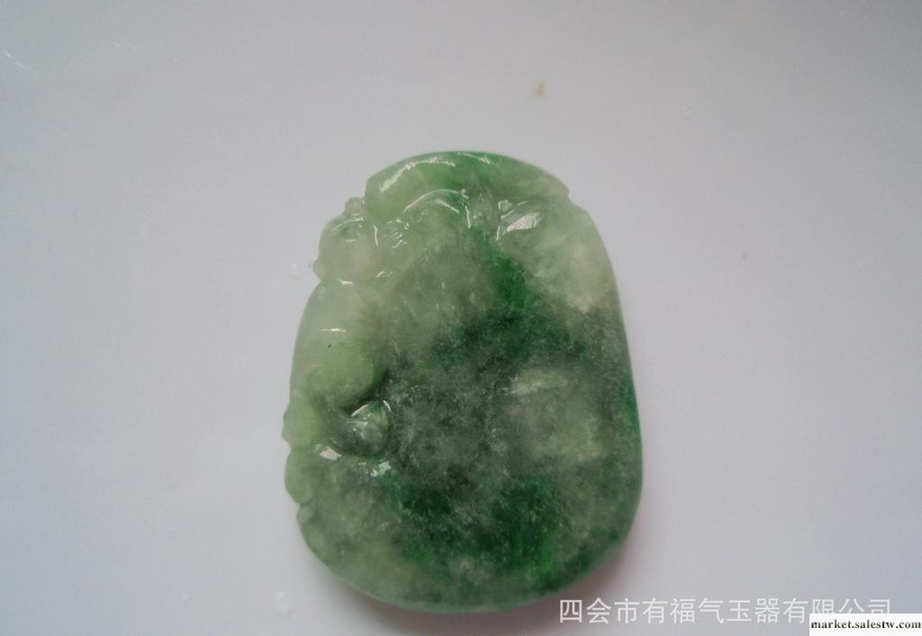 翡翠吊墜翡翠a貨 淡緑如意掛件 翡翠吊墜四會玉石來料加工廠工廠,批發,進口,代購