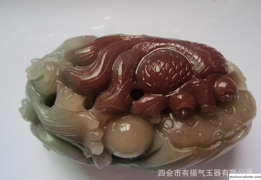 天然緬甸翡翠a貨 玉器淡油荷葉魚手玩 翡翠把件 四會玉器加工廠工廠,批發,進口,代購