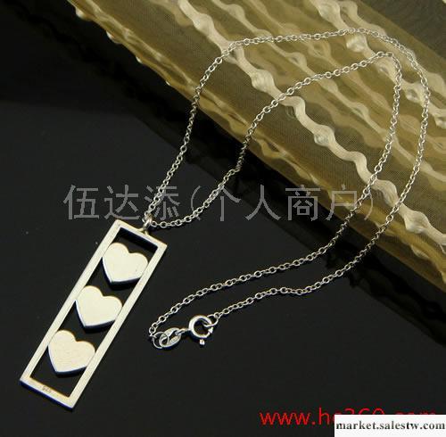 供應D079,925純銀十字鏈吊長方形3心形項鏈工廠,批發,進口,代購