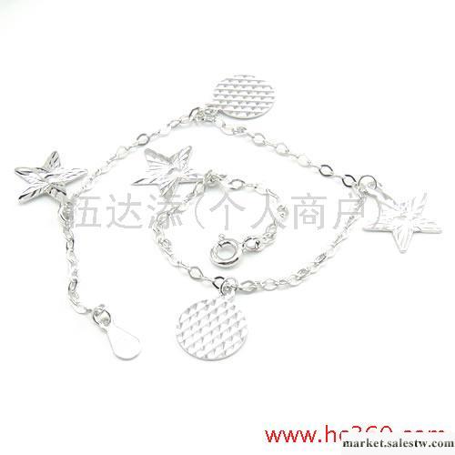 供應S052 純銀星星間圓片手鏈鍍白金，純銀首飾批發工廠,批發,進口,代購