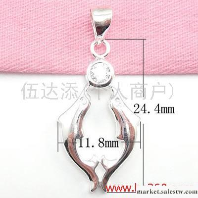 供應022153 純銀雙海豚吊墜，925純銀鑲嵌寶石吊墜工廠,批發,進口,代購
