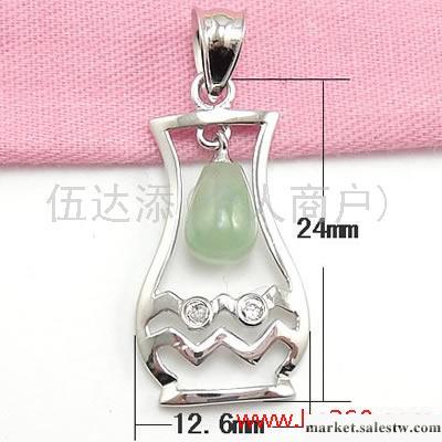供應02343 鑲玉花瓶吊墜，純銀項墜，銀飾首飾批發工廠,批發,進口,代購