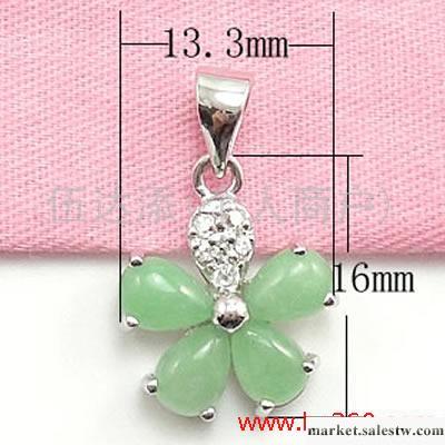 供應02946 純銀鑲玉五葉花吊墜，925銀鑲玉批發工廠,批發,進口,代購