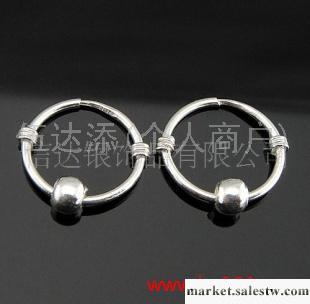 供應P193 1mm純銀加珠耳環，925純銀耳環工廠,批發,進口,代購