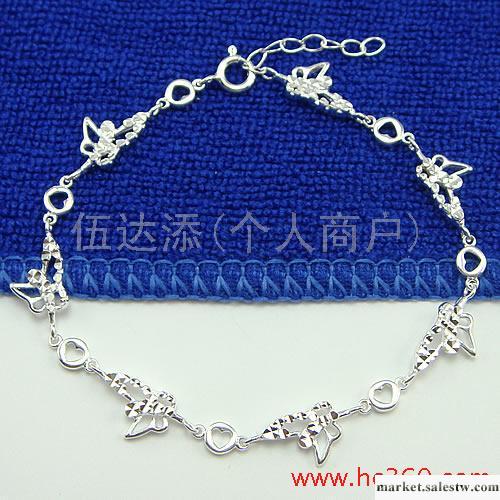 供應01624 蝴蝶間心形手鏈，銀手鏈腳鏈，流行飾品工廠,批發,進口,代購