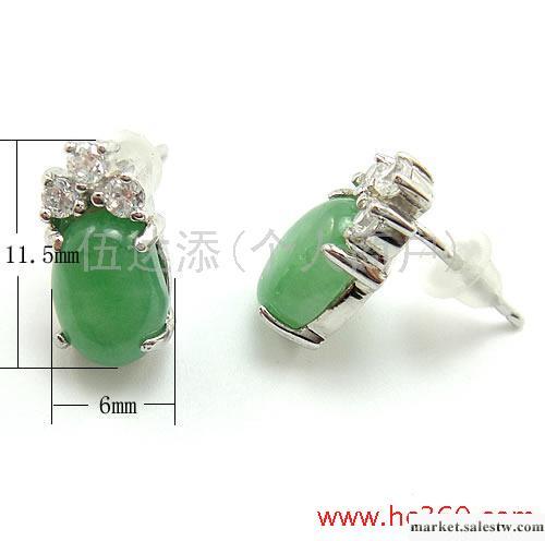 供應16345 鑲玉耳釘，925純銀耳環批發，銀飾耳釘工廠,批發,進口,代購