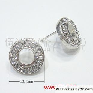 供應SJ3048純銀水晶耳釘，銀飾品，925銀首飾工廠,批發,進口,代購