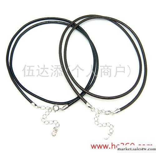 供應2mm真皮繩16寸彈簧扣加尾鏈加牌，水晶首飾繩工廠,批發,進口,代購