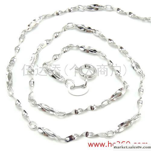 供應YD708 18寸麥粒間扭片鏈鍍白金，925銀飾品工廠,批發,進口,代購
