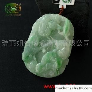 供應冰糯種飄綠花年年有魚吊墜n5274工廠,批發,進口,代購