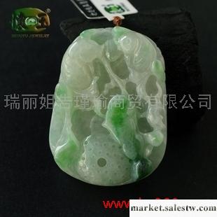 供應冰糯種飄綠花年年有魚吊墜n5280工廠,批發,進口,代購