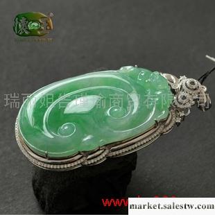 供應白金鉆石冰糯種陽綠如意吊墜n3497工廠,批發,進口,代購