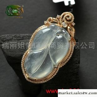 供應18k彩金鉆石鑲嵌冰種金枝玉葉吊墜n3501工廠,批發,進口,代購