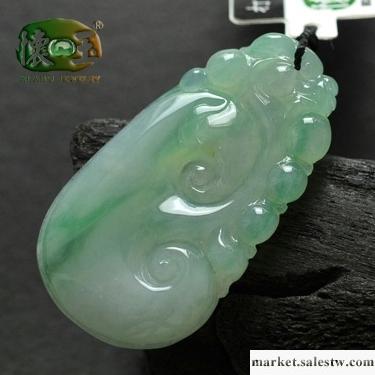 供應懷玉冰糯種豆綠精雕如意吊墜n2100工廠,批發,進口,代購