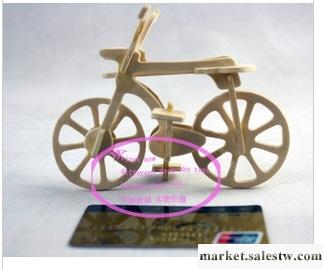 供應益智玩具 diy 3D木制立體拼圖 四聯車模型 袖珍自行車工廠,批發,進口,代購