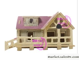 供應益智玩具3D木制立體拼圖拼板四聯仿真模型 小別墅一工廠,批發,進口,代購