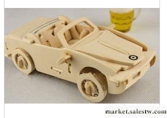供應特價益智玩具diy車模3D木制立體拼圖拼板四聯汽車木質模型寶馬工廠,批發,進口,代購