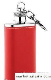 2OZ精致小巧的不銹鋼迷你酒壺/紅色貼皮帶鑰匙扣迷你小酒壺SB02A批發・進口・工廠・代買・代購