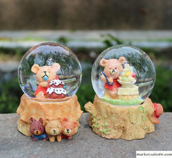 批發可愛小熊水晶球 家居擺設 居家裝飾 玻璃水球 禮物禮品批發・進口・工廠・代買・代購
