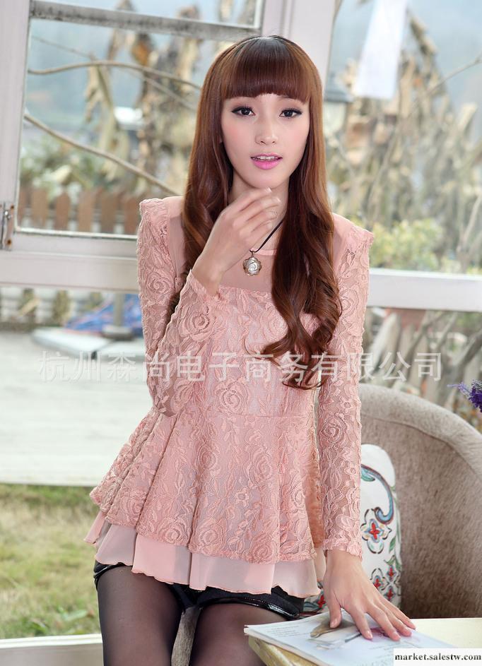 2013韓版新款女裝蕾絲打底衫時尚款類似系-2批發・進口・工廠・代買・代購
